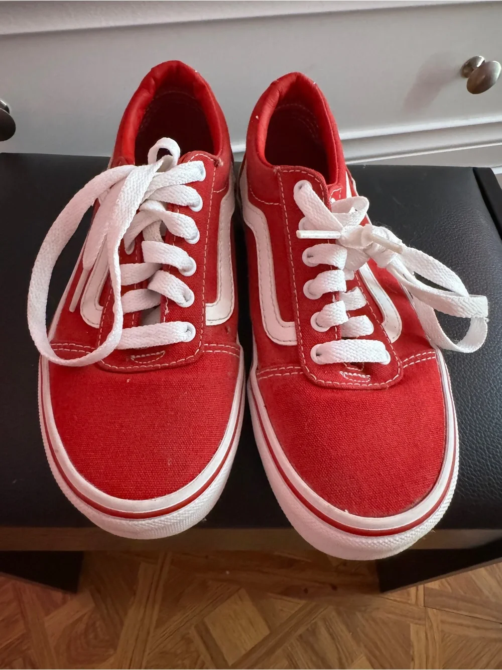 Vans Kids Old Skool Canvas Sneakers in Red and White